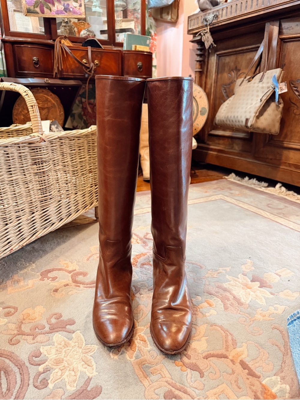 Vero Cuoio Tall Leather Riding Boots in Brown